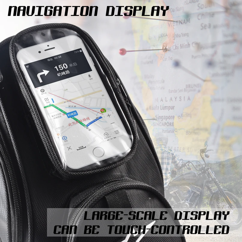 Motorcycle tank bag Oil Fuel Bag Magnetic Moto Saddle Luggage GPS Phone Bag Bigger Window suitcase For iphone Samsung
