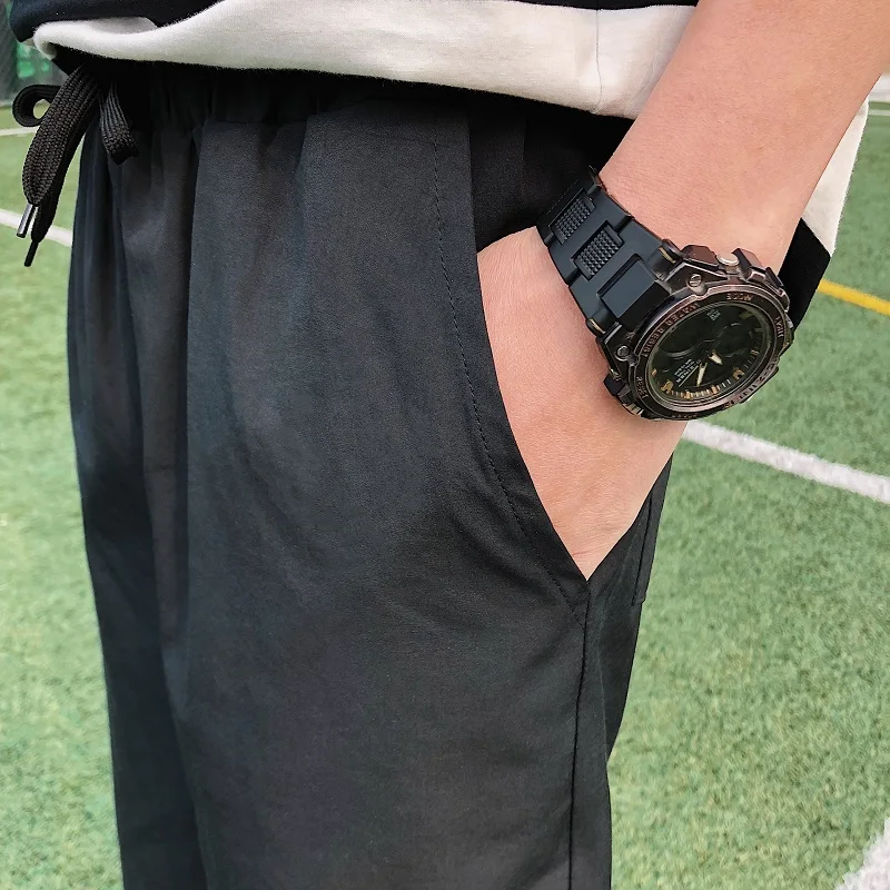 Pants Men Casual Males Chic Loose Straight Black Solid Simple Mens All Match Daily Trendy Students High Quality Hot Sale Pockets