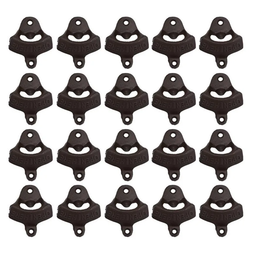 

25Pcs Rustic Cast Iron Open Here Wall Mounted Beer Bottle Opener Soda mar7 Extraordinary
