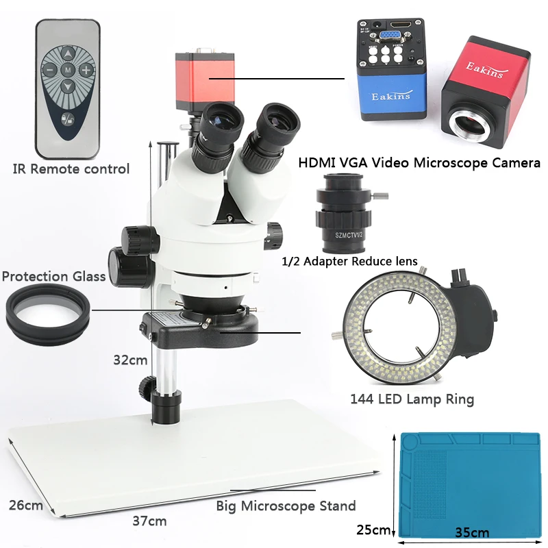 Simul фокальный Тринокулярный Стерео микроскоп 3,5-45X непрерывное увеличение 720P 13mp VGA HDMI видеокамера для пайки печатных плат