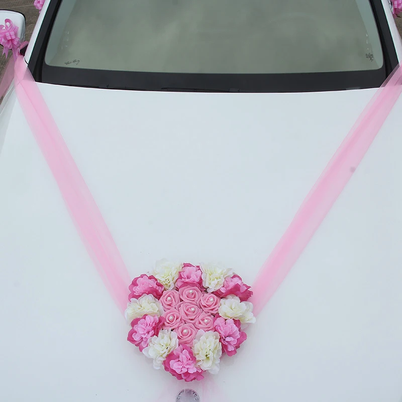 Свадебные автомобильные декоративные цветы венки искусственные цветы украшения автомобиля наборы Шелковый цветок жемчужная Гирлянда Свадебные аксессуары