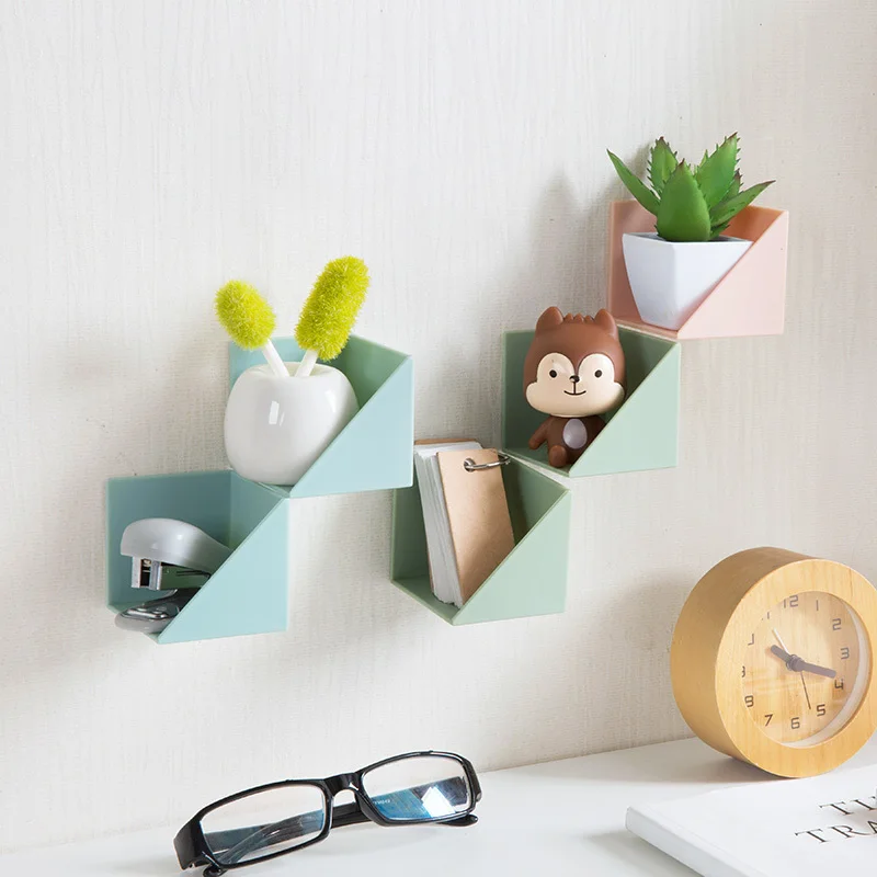 

2 Sets Nordic Style Wall Hanging Decorative Storage Rack Bathroom Kitchen Shelf Storage Rack Wall Organizer Two Size