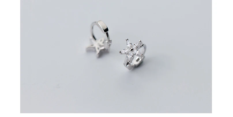 Exaggerated 925 Sterling Silver CZ Flower Hoop Earrings For Women Girls 2018 Fashion Piercing Huggie Earrings zilveren oorbellen (7)