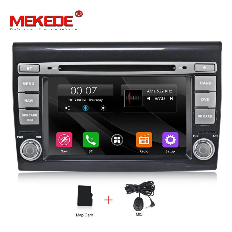 MEKEDE емкостный экран HD Автомобильный dvd-плеер 2 din стерео для Fiat Bravo 2007- радио NAVI gps навигационная система Bluetooth - Цвет: CAR DVD