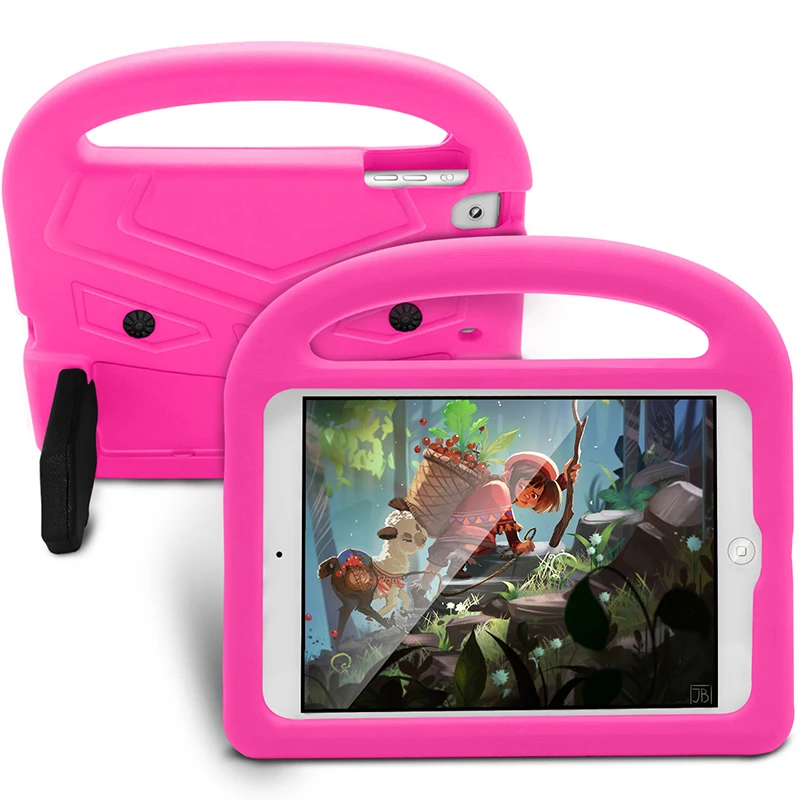 

Lightweight Good EVA Impact Resistant Shockproof Hybrid Case Cover with Handle and Kickstand for Apple iPad Mini 4 Tablet+Stylus
