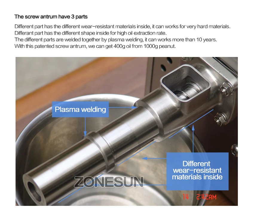 ZONESUN масло ореха пресс машина шнековый пресс для извлечения масла пресс er нержавеющая сталь 110 В или 220 В
