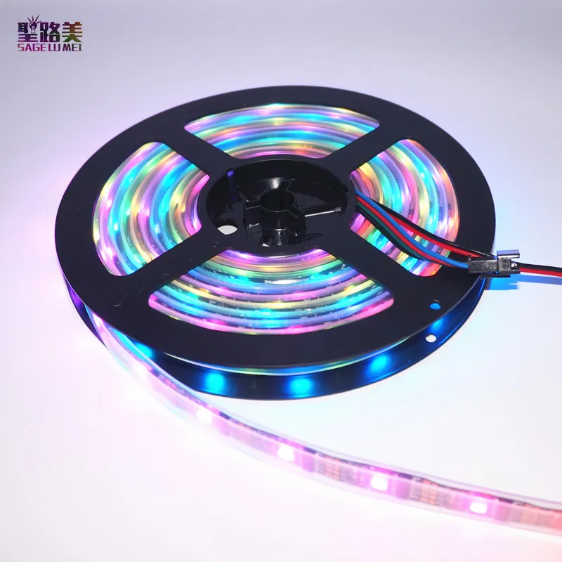 5 м/рулон DC5V WS2801 цвет мечты 12 мм 5050 RGB Светодиодная лента Адресуемая 32 светодиодный/м Arduino разработка ambilight tv белый или черный PCB