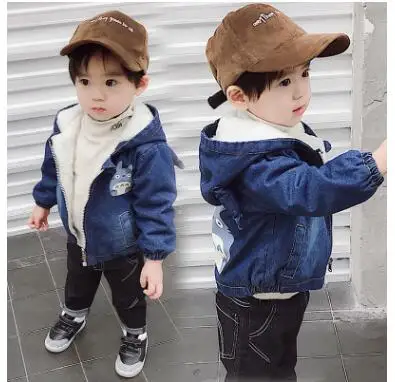

2017 winter new children's super-soft composite denim fabric plus cashmere Korean fashion children lamb jacket