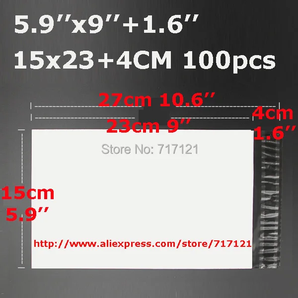 15*27 см 5." х 9"+ 1.6 ''100 шт. Поли Конверты Сумки Белый пластик уплотнения собственной личности Почта Экспресс сумка