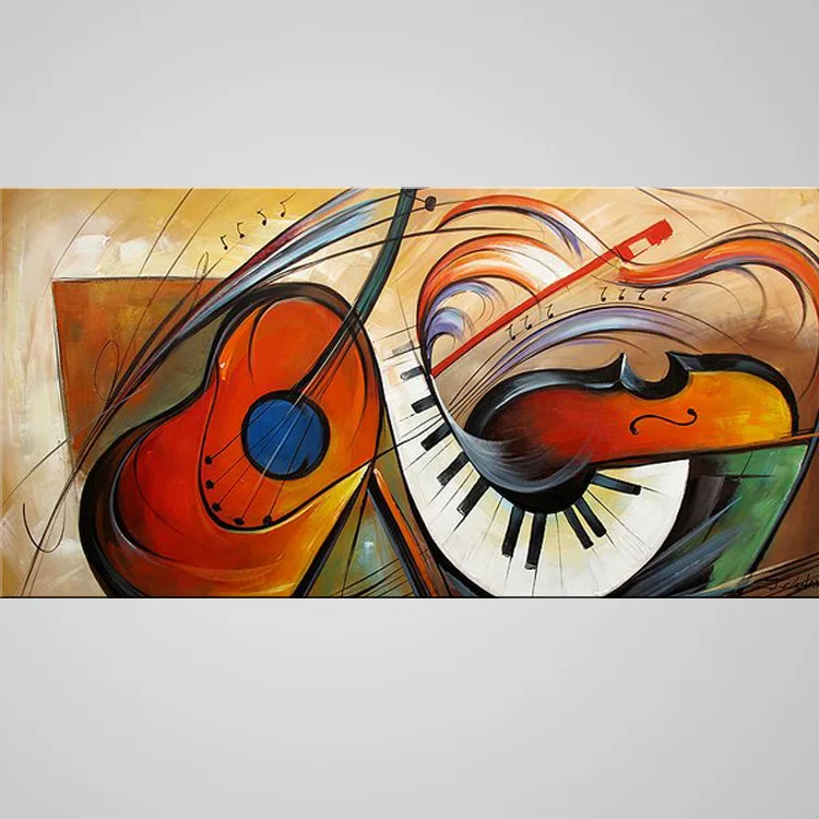 Handmade Painting Abstract Musical Guitar Painting Image Handmade Painting Abstract Musical Guitar Painting Image