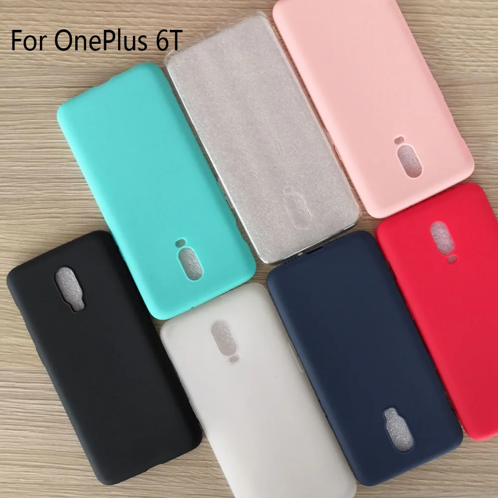 

OnePlus 6T Candy color Case For OnePlus6T Case Shockproof Anti-Shock TPU Silicone Cover For One Plus 6T Matte Soft Case