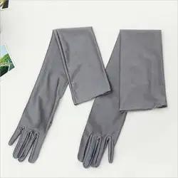 Классические женские взрослые черные, белые, красные, серые кожаные перчатки Opera/Elbow/Wrist Stretch Satin Finger Длинные перчатки Flapper перчатки