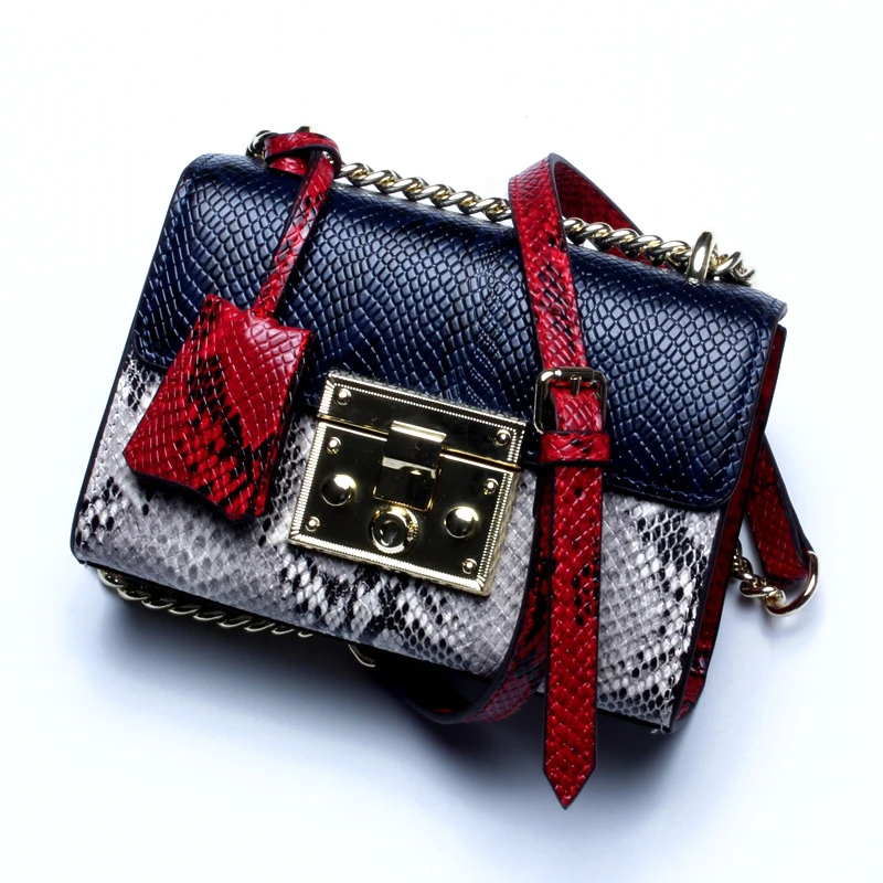 MOXI Коускин Для женщин сумка брендовая кожаная женская сумка Змеиный рисунок Женская сумка Мода ежедневно сумка для Для женщин - Цвет: small dark blue grey