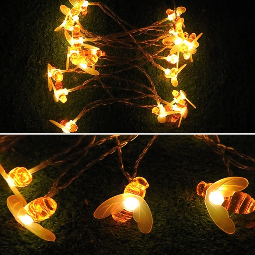 LED Lights String Outdoor with Honey Bee Powered Starry Fairy for Garden Patio Trees Flower Fence | Лампы и освещение