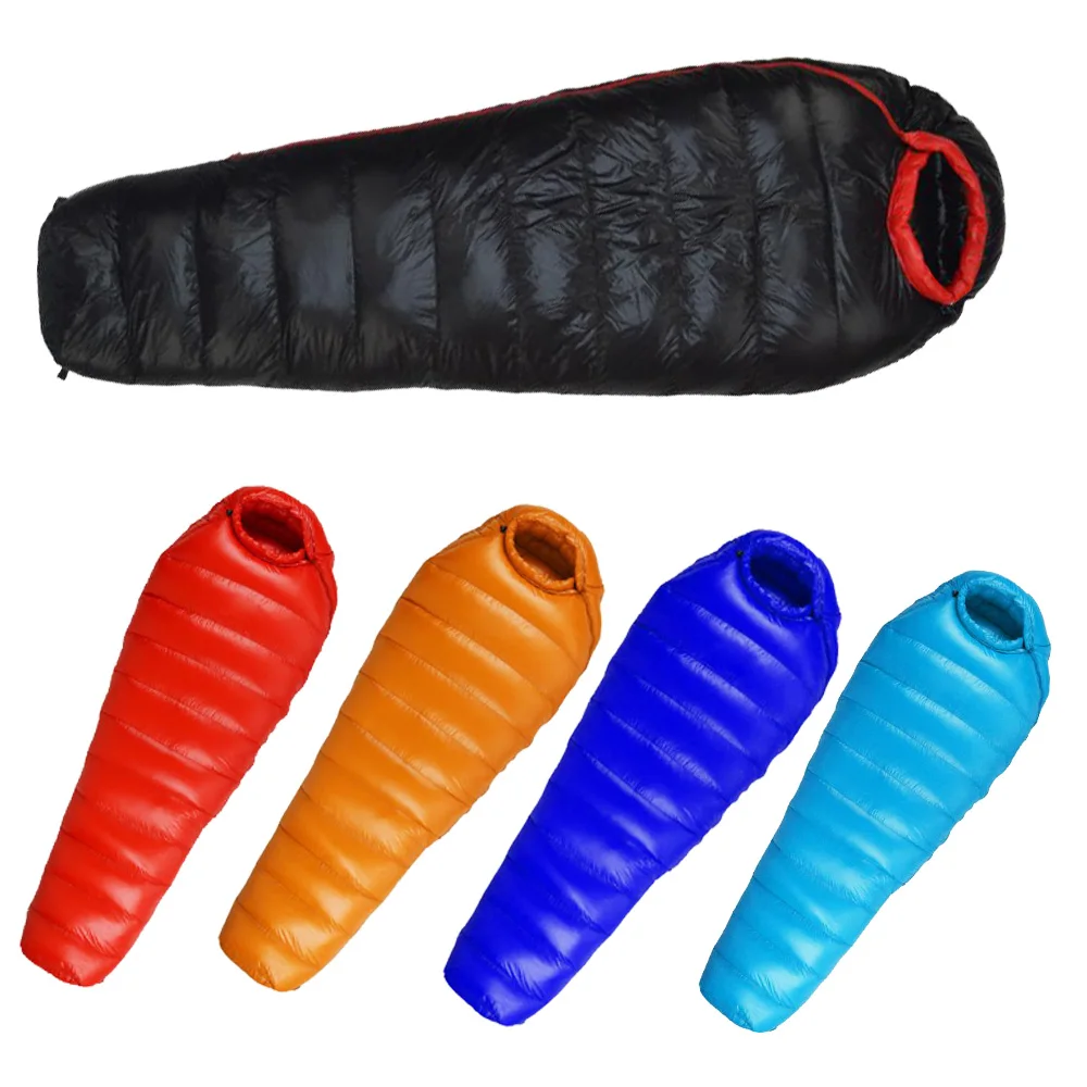 Winter Waterproof Camping Sleeping Bag Duck Down Mummy Outdoor Splicing