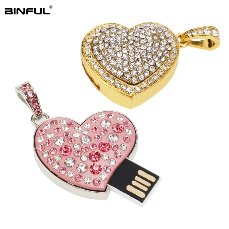 

New Arrival pen drive metal love Heart usb flash drive 32gb crystal pendrive 128GB 64GB 16GB 8GB 4G flash Memory stick best gift