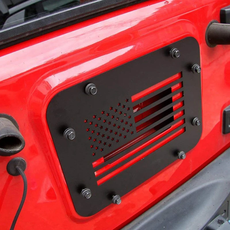 Black Steel Tailgate Vent-Plate Cover for 2007- Jeep Wrangler Jk& Unlimited(Usa Flag