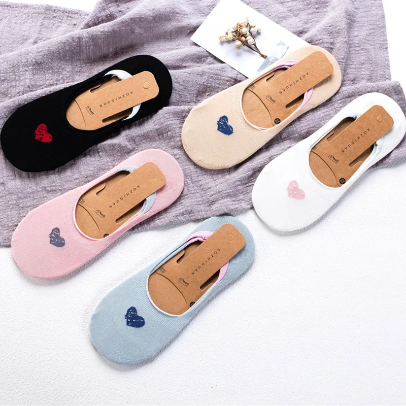 

New Arrivals Ankle Socks Spring Summer Women Sock No Show Non-slip Short Female Breathable Soft Cotton Heart Girls Boat Sock