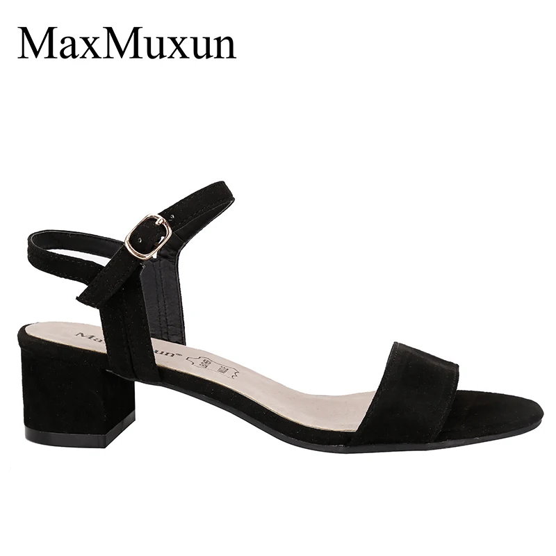 low block black heels