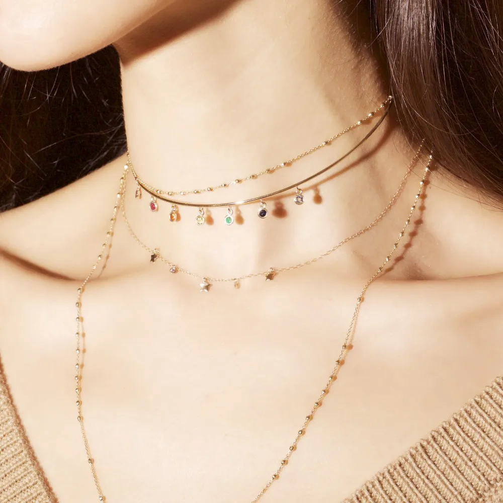 

Top quality Gold color Torques collar necklace for women colorful cz drop charm european gorgeous fashion choker jewelry party