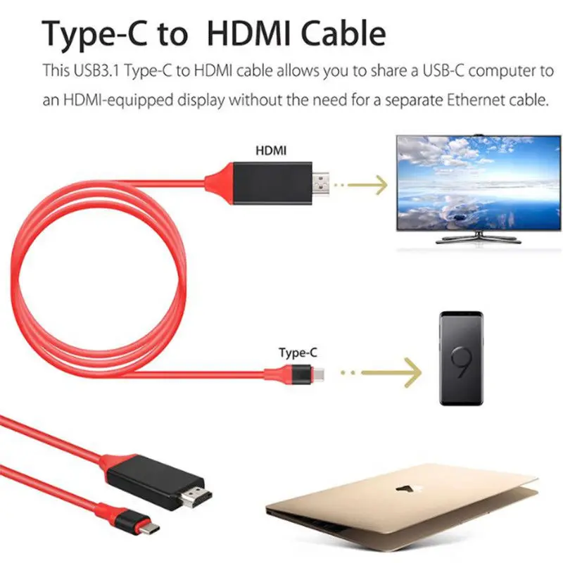 USB 3,1 Тип C к HDMI HDTV AV ТВ Поддержка 4 K конвертер адаптер для компьютера Кабельное зарядное usb-устройство для Android huawei Xiaomi Mac