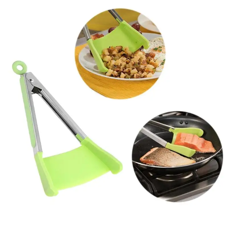 

Silicone Kitchen Spatula Tongs Clip Non-stick Heat Resistant Shovel Stainless Steel Handle For Pan Kitchen Utensil Gadgets Tools