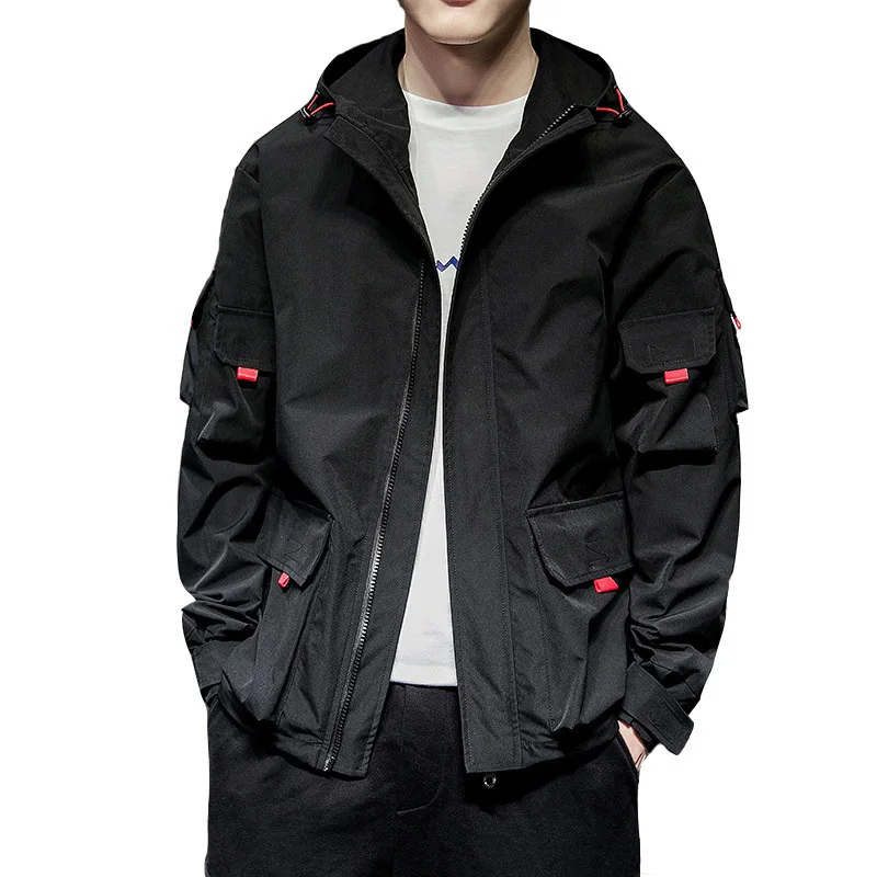Men Jacket Spring Autumn Men's Fashion Hooded Jackets Coat Street wear Multi-pocket Casual Motorcycle Windbreaker Outerwear Male | Мужская