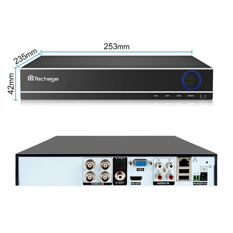 Techage H.264 4CH 8CH 1080P HDMI AHD CCTV DVR NVR HVR 1080N P2P облачная Безопасность цифровой видеорегистратор для аналоговой AHD ip-камеры