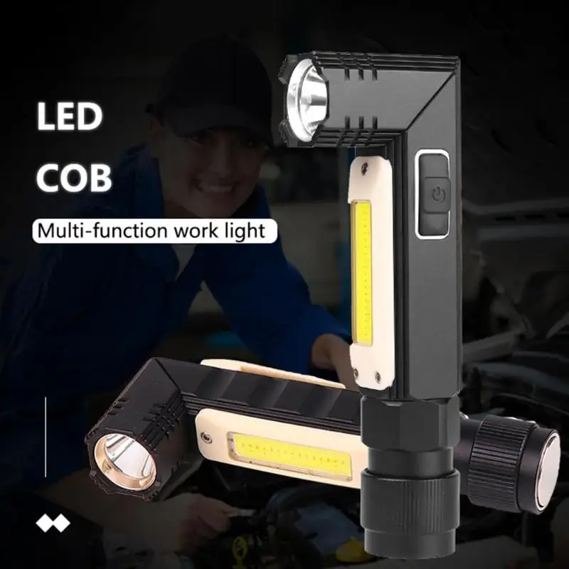 

LED Flashlight Handfree 90 Degree Rotary IP65 Waterproof USB Battery Outdoor Camping Magnet Torch