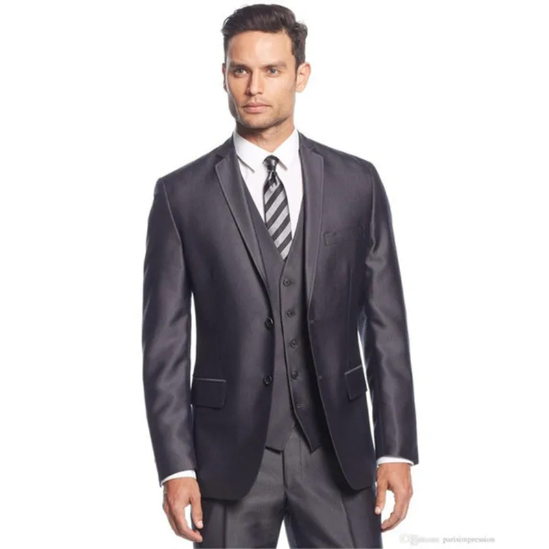 2018 высокое качество свадебные серый мужской костюм Bussiness формальные TERNO Slim Fit 3 шт. Для мужчин костюмы (куртка + брюки + жилет) джентльмен