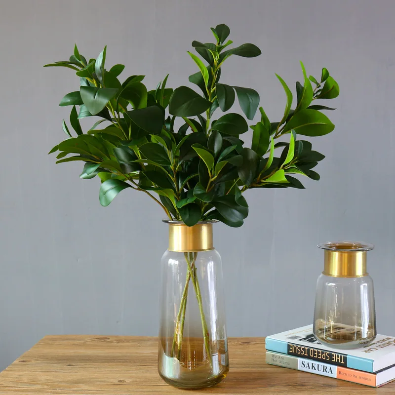 Flone 3 Branch Artificial Green Plant Fake Real Touch Plant Simulation Plant Flowers Bouquet Wedding Home Party Decor Floral  (12)