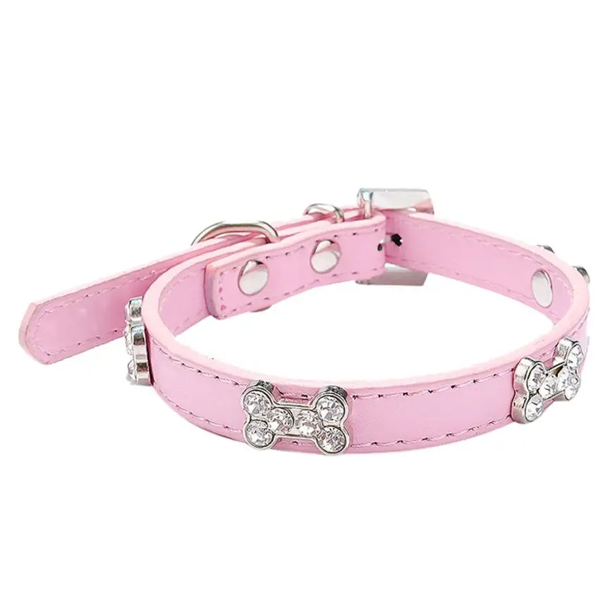 Buy Collar Harness Leather Rhinestone For Small Dog