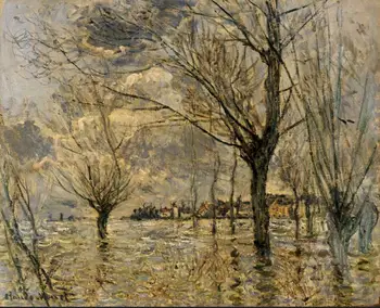 

High quality Oil painting Canvas Reproductions Vetheuil, L'Inondation (1881)By Claude Monet hand painted
