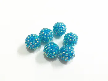 

(Choose Size First ) 12mm/14mm/16mm/18mm Neon Blue AB Resin Rhinestone Beads Free Shipment !
