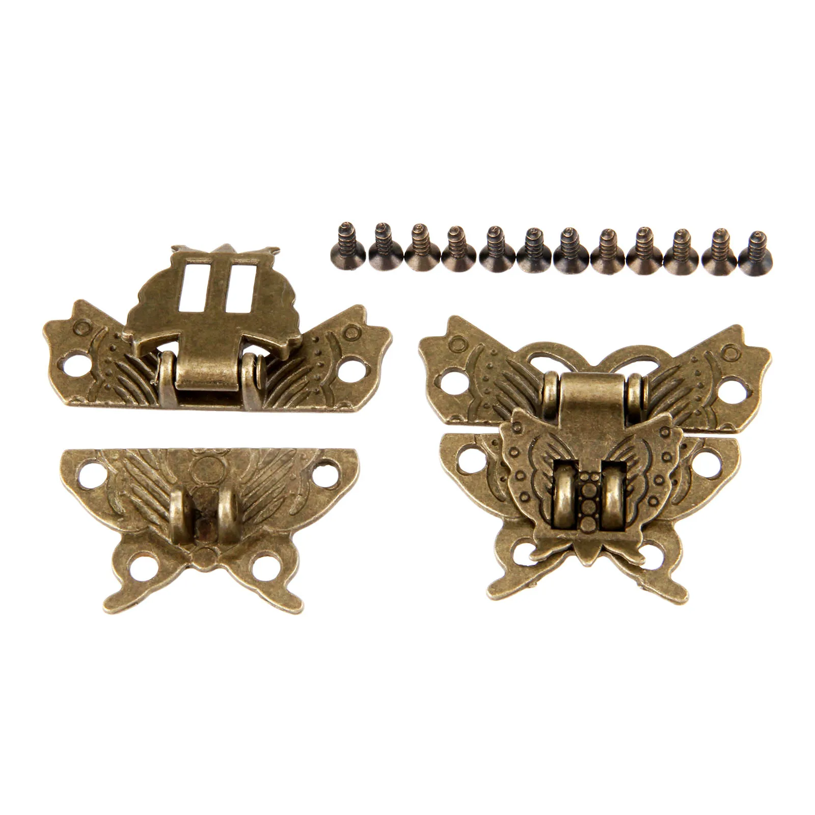 

2Pcs Antique Butterfly Bronze Box Latch Clasp Lock Jewelry Suitcase Cabinet Clip Buckle Clasp Lock Furniture Hardware 39*45MM
