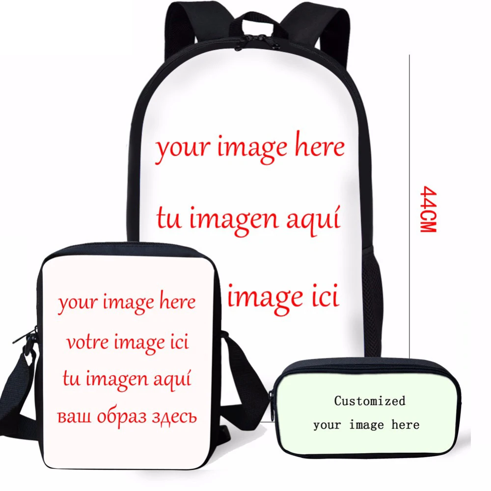 

FORUDESIGNS 3PCS/Set Women Backpack Customized Your Image Here School Bags Teenager Girl Boy Mochilas Daypack Shoulder Bookbag