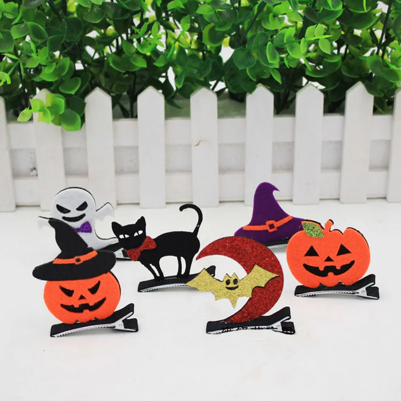 

2019 New Halloween Decoration Festival Birthday Party Holiday DYI Decorations Toys Bat Wings,Pumpkin,Demon,Witch,Cat Hair clip