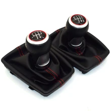 De cromo mate anillo rojo bolsa de cambio de marchas para Audi skoda asiento A4 B6 B7 b8 A6 S4 B8 8K A5 8T Q5 2007-2015