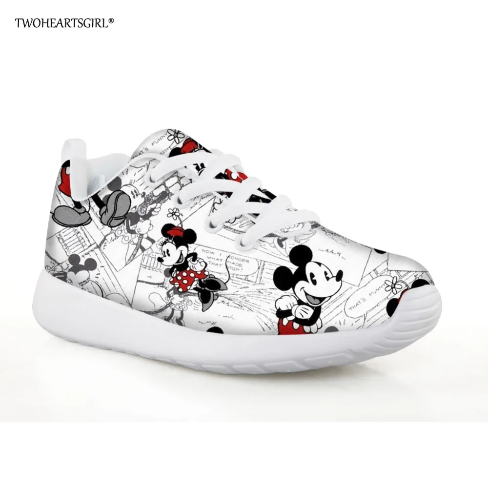 

Twoheartsgirl Kids Cartoon Mouse Printed Sneakers for Girls Boys Children Casual Sneakers Comfortable Student Lightweight Flats