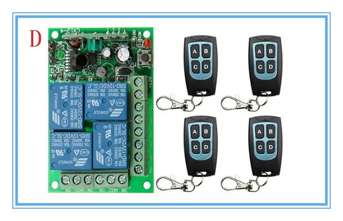 

DC12V 4 CH 4CH RF Wireless Remote Control Switch System Receiver+Waterproof Transmitter Garage Door /lamp/shutters