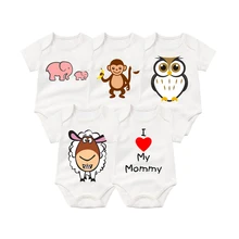 5PCS/LOT Unisex Prime High quality Child Rompers Brief Sleeve Cottom O-Neck 0-12M Novel New child Boys&Ladies Roupas de bebe Child Garments