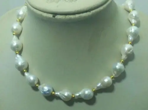 

Hot sale new Style >>>>>NATURAL REAL11x16mm SOUTH SEA WHITE&black BAROQUE PEARL NECKLACE 17'' AA+