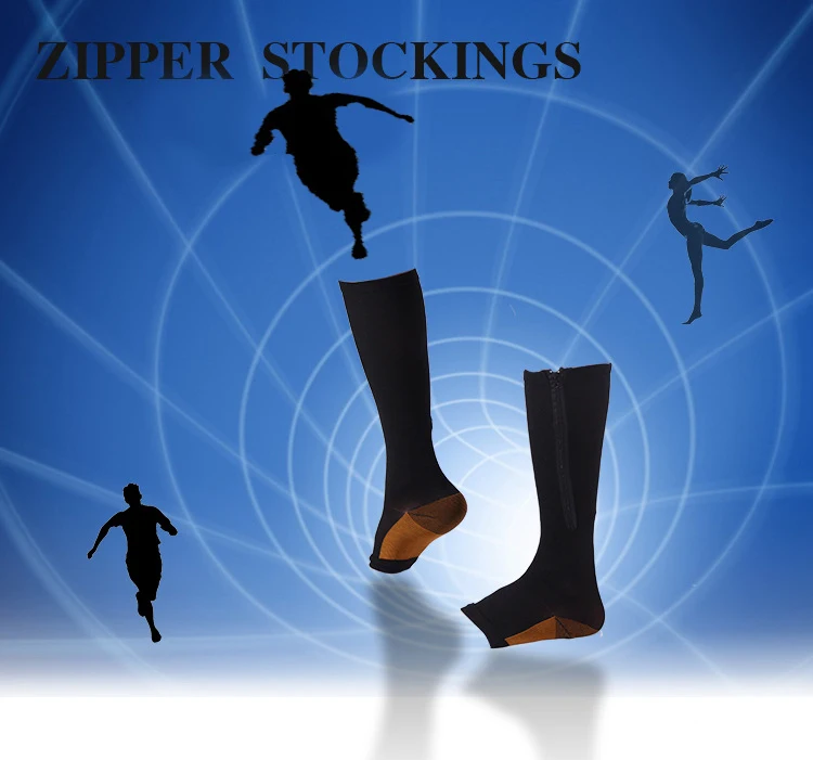 Медицинские компрессионные носки на молнии с открытым носком-лучшая поддержка чулки на молнии для варикозного расширения вен, отеков, опухших или болящих ног