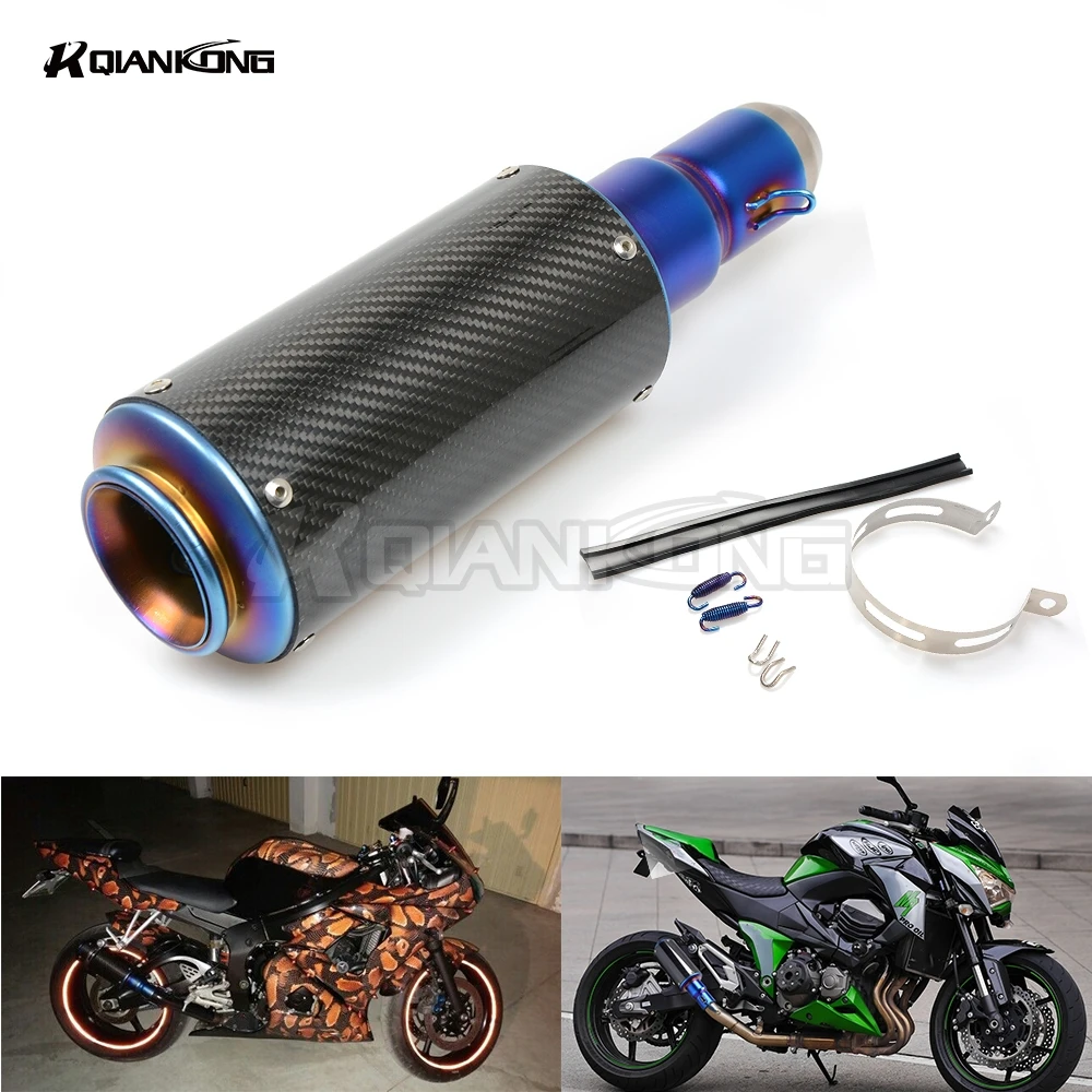 R QIANKONG 36-51MM Carbon fiber Modified Exhaust Pipe Muffler For YAMAHA MT07 FZ07 MT 07 MT09 MT 09 MT-09 YZF R1 R6 R3 XMAX125