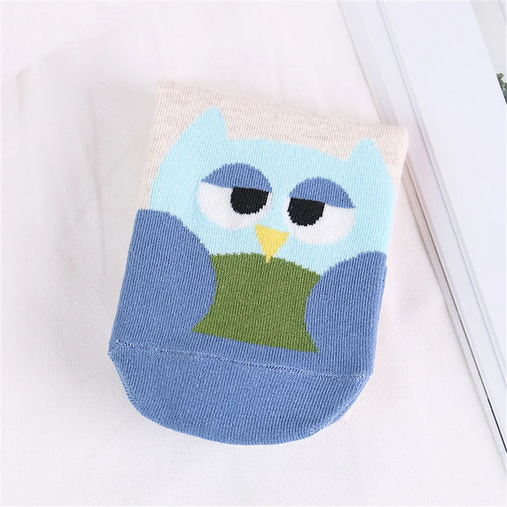 1 пара Для женщин мультяшная сова печатных Kawaii Хлопковые короткие носки