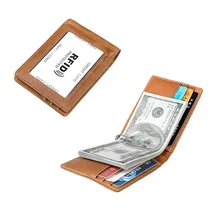 Брендовый держатель для денег для мужчин и женщин, из натуральной кожи, двойной мужской передний карман, кошелек, бумажник-кошелек, женский зажим для денег, чехол