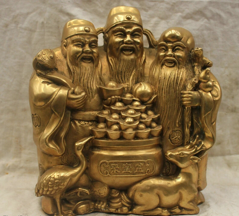 Chinese Folk Culture Handmade Old Bronze Brass Statue Fukurokuju Samsung Buddha |