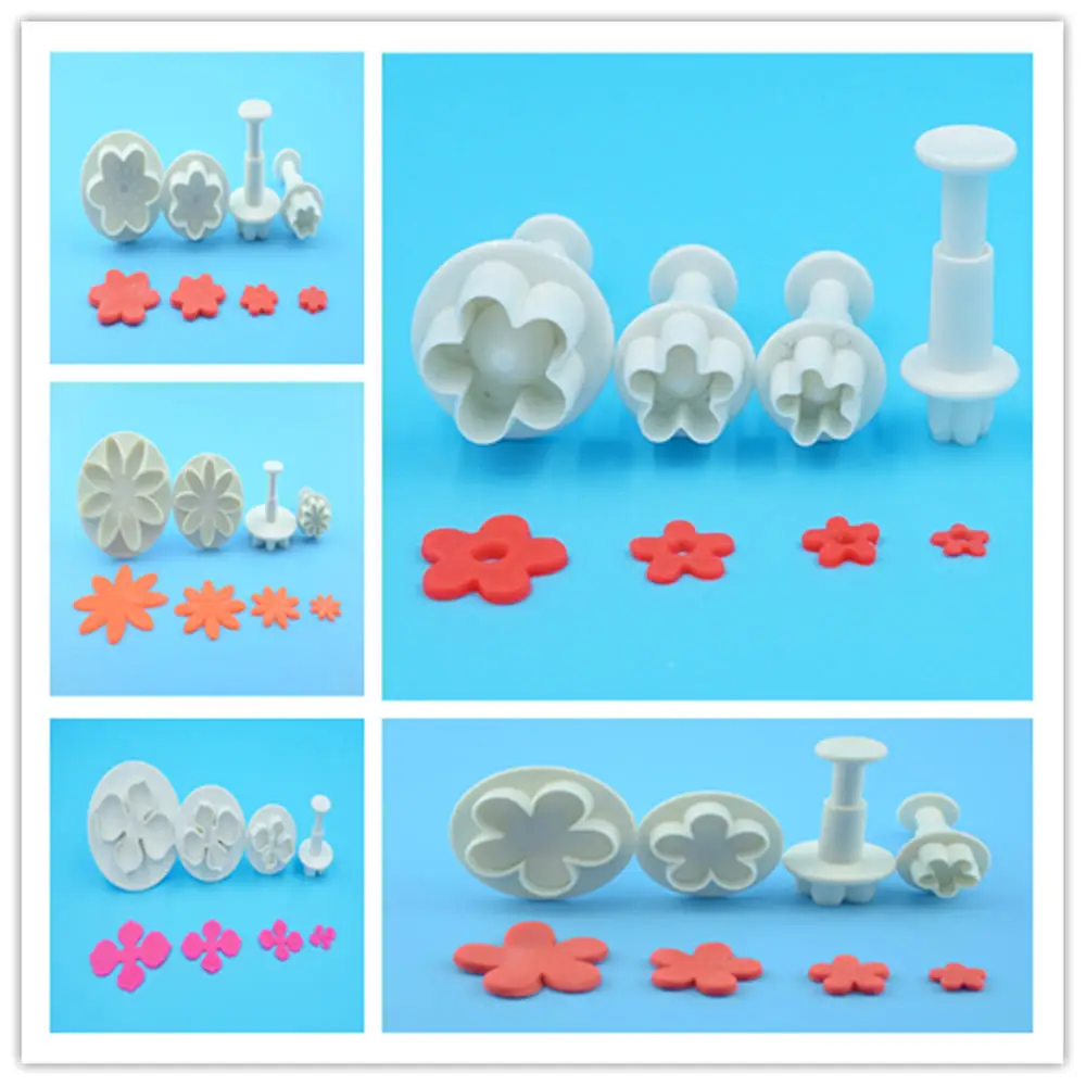 

LUC 4 Pieces Sugarcraft Cake Decorating Tools Fondant Plunger Cutters Flower Sets Baking Cookie Biscuit Cake Mold