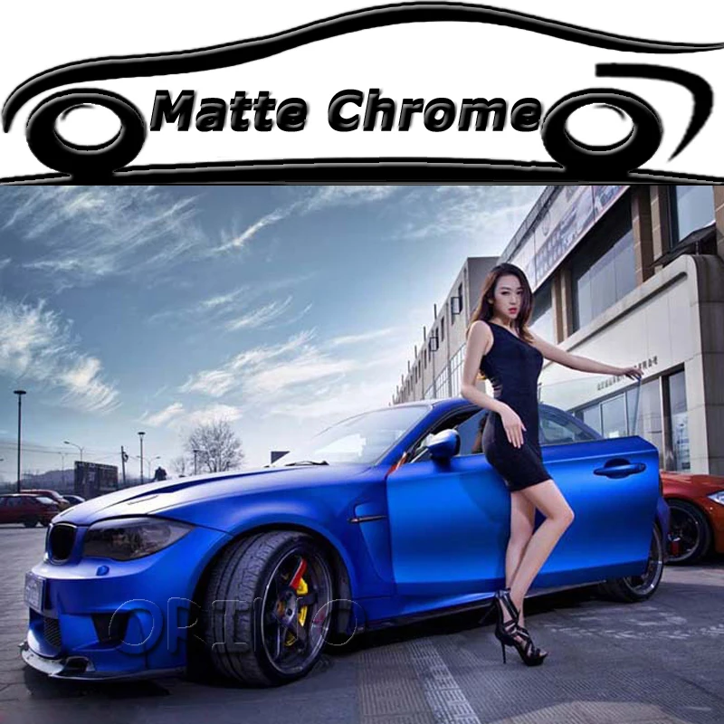 US $141.55 Top Quality Blue Matte Metallic Chrome Wrap Vinyl Film With Air Bubble Free Vehicle Car Body Wrapping Cover 152x20 Meters