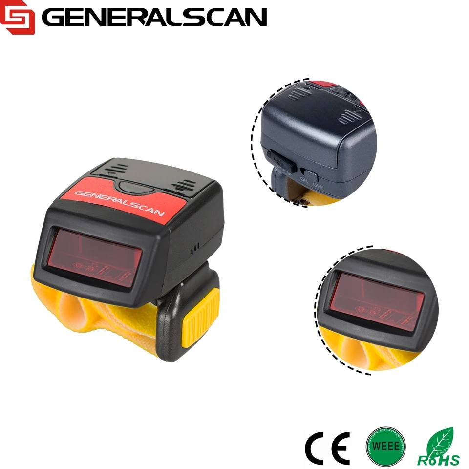 أفضل بائع Generalscan GS R1000BT-HP 1D الليزر بلوتوث صغير 4.0 اللاسلكية لبس الطوق الباركود ماسحة